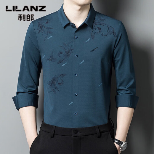 Lilang 2025 Herumn Business Herren-Langarm-Shirt mit mittleren Farbdrucken mit mittleren Farben für Jungen, die hübsche atmungsaktive All-Match-Top 6627 Red XL 115 Vorschläge 130-145jin [Jin gleich 0,5 kg entsprechen]