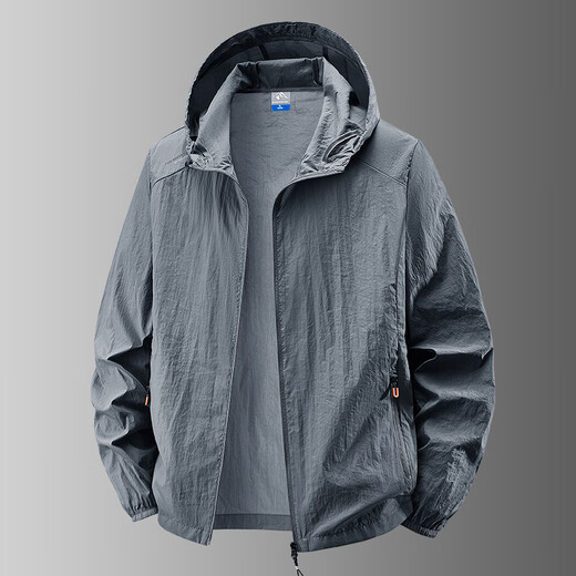 Guqian Summer Lightweight Quick-drying Hooded Sun Protection Jacket Men's Jacket Outdoor Leisure Travel Mountaineering Fishing Sports Sun Protection Clothing Dark Gray 2XL