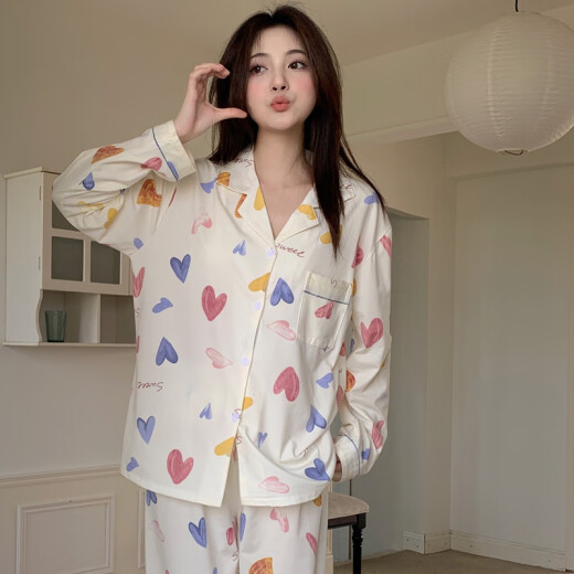 荣西图（RONGXITU）春秋季薄款睡衣女长袖家居服套装 Q9227# 185 XXL