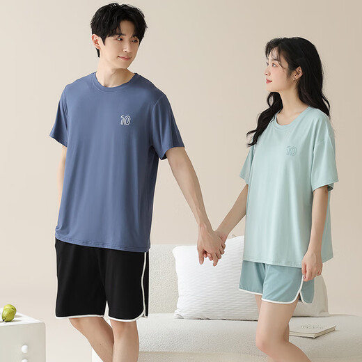 Yalu-Paar Pyjamas Sommermodal Pullover mit Brustpolstern für Kurzärmel-Shorts für Frauen für die kühle Hauskleidung von Männern kann außerhalb der NS15807 M Frauenstil getragen werden