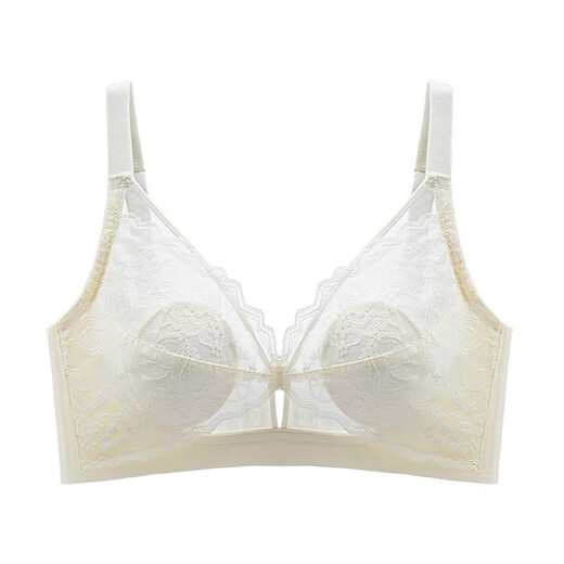 雅鹿法式大胸显小蕾丝内衣女薄款显瘦收副乳无钢圈兔耳朵杯美背文胸夏 黑色 一件 S （32/70ABC） （70-90斤）