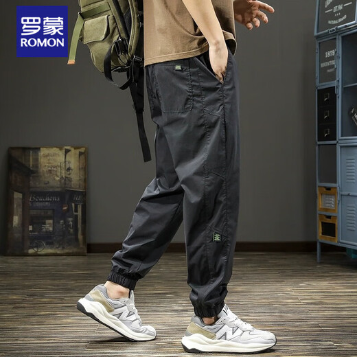 ROMON Spring and Autumn 2025 Workwear Men's Casual Pants Loose Quick-Drying Sports Pants New Harem Charge Pants Men's Khaki Autumn and Winter 4XL Recommended Weight 210-230Jin Jin is equal to 0.5 kg