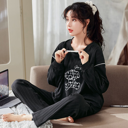 Pyjamas Spring et automne coton pur pur-pantalon à manches longues coréennes dessin animées décontractées d'automne d'été et de maison d'hiver GXT9928 M (recommandée 75-95jin [Jin est égal à 0,5 kg]))