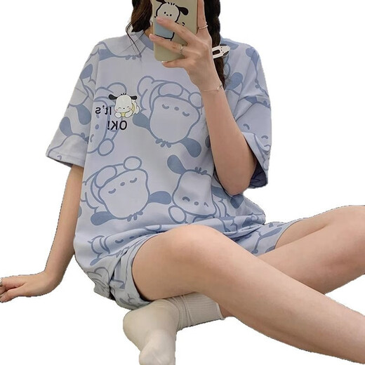 
Jingpufei sweet pajamas for women in summer short-sleeved cute home clothing set 2025 Guangzhou Thirteen Lines 683 Sleeping Dogs, average size 4XL code [Suggested 172-200Jin [Jin equals 0.5 kg]]