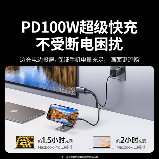 Cable Green Connect Type-C a HDMI con PD de carga de Thunderbolt 4 Extensión 4K Adaptador Adecuado para Proyección de pantalla de interruptor Consola de juegos Nintendo Monitor móvil Monitor externo