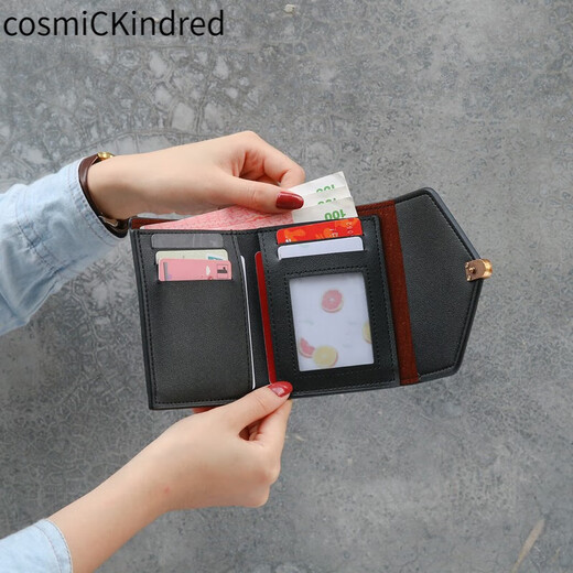 CosmicKindred2025新款欧美简约女士钱包女短款三折小钱包女零钱包卡包皮夹潮流 咖啡花