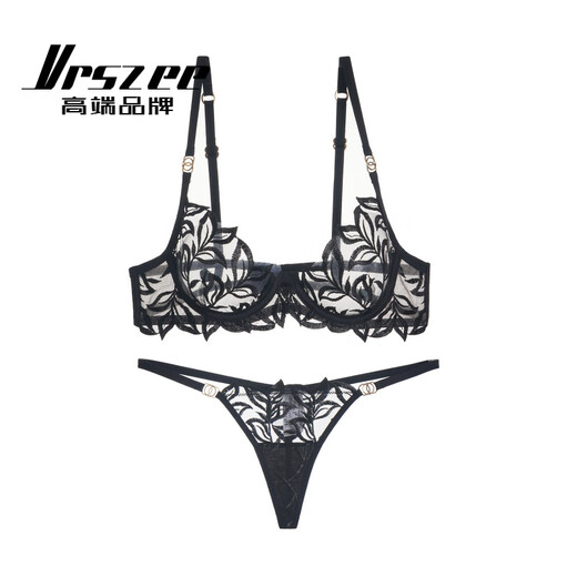
VRSZEE high-end brand underwear for women hot sexy pure temptation bra set lace thong underwear bikini white + thong M