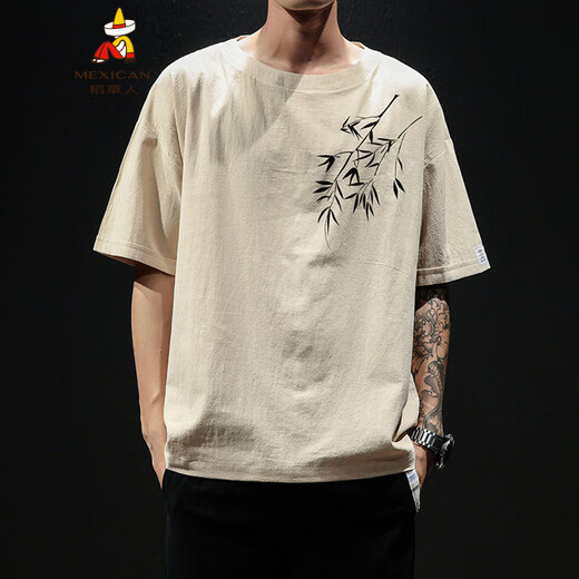 NOUVEAU T-shirt à manches courtes de style chinois de Scarecrow pour hommes 2025 T-shirt décontracté mince d'été pour les garçons Top White T3524 L