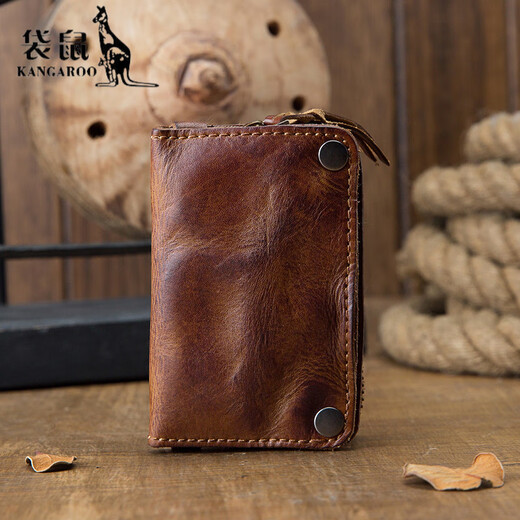Kangourou (Kangourou) Sac clé en cuir authentique masculin grande capacité Vegetable Tanned Cowe Cow Hide