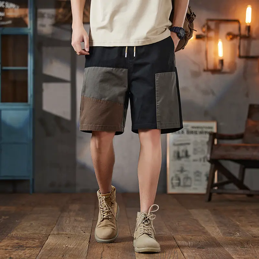 Fr.yh.zhass Nouveau short masculin Pantalon d'été masculin à cinq points respirant des sports lâches minces pantalons de travail 9277 Black M (90-115Jin [Jin est égal à 0,5 kg]))
