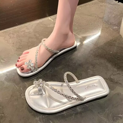 Guadi Beast 2025 summer new fashion versatile flip-flops outside wear trendy beach flip-flops trendy Korean slippers for women 6626 with diamonds [black] 36 size 37 [suitable for size 35-36 foot wear]