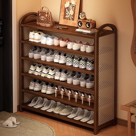 Nifeng household shoe rack multi-layer doorway second-hand shoe cabinet rental dormitory entrance door entrance plastic rattan shoe storage rack 4 layers 50cm thickened laminate plastic rattan side rack
