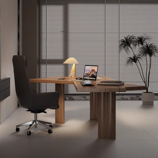 Ningqiu Luoge (NICHLORT) new Chinese style solid wood computer desk large board tea table special-shaped desk desk modern simple living room home office 1.6m desk + office chair