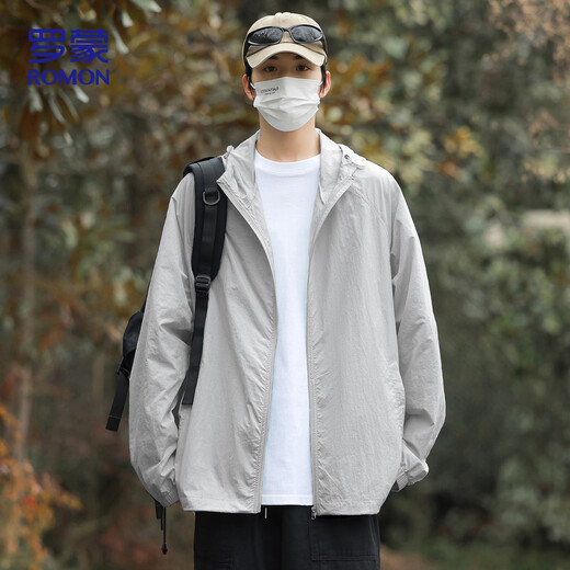 ROMON sun protection clothes for men summer ice silk breathable loose skin clothes outdoor fishing jacket men YF60 light gray 4XL