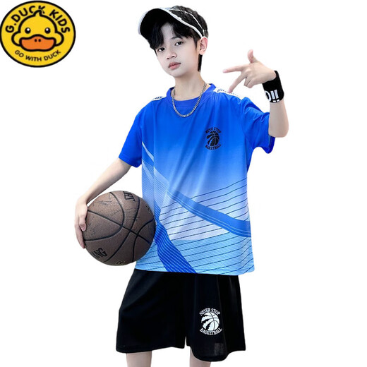 G. DUCKKIDS小黄鸭男童夏装套装中大童篮球服儿童夏季足球羽毛球乒乓球两件套 9905红色 (正码) 120
