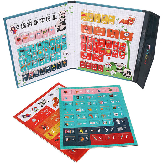 Beau chiens, lettres magnétiques en bois, disque cognitif, aides pédagogiques, table pinyin, jouets d'éducation précoce, anniversaire, cadeau de la journée pour enfants, livre magnétique, bleu