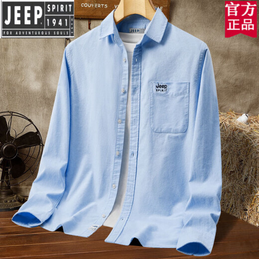 Jeep Camisa de marca oficial Top Oxford Spinning Spring y Summer Fino Business Camisa informal Camiseta de algodón puro de gran tamaño