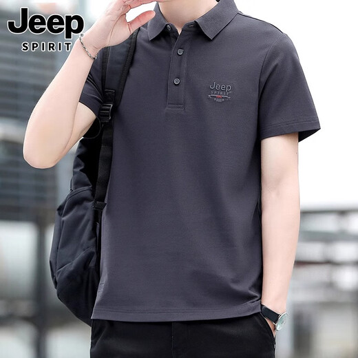 JEEP SPIRIT short-sleeved T-shirt for men 2025 new summer sports t-shirt loose lapel breathable high-end casual polo shirt for men 7027 military green regular L