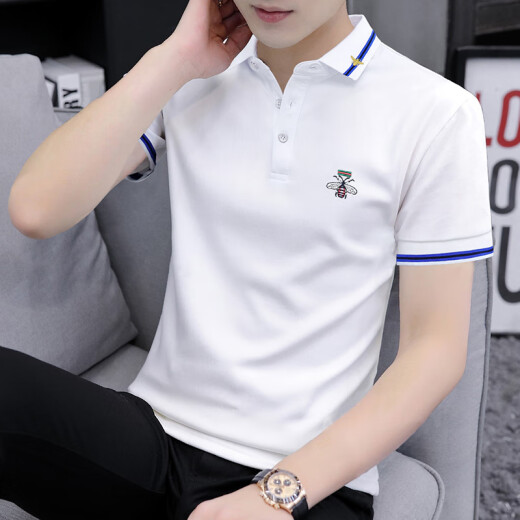 
Yuankouzhu Flour Cotton Paul embroidered Polo shirt for men slim short-sleeved T-shirt for summer lapel top breathable half-sleeved T-shirt S5012 model carbon gray M suitable for 95-115Jin [Jin equals 0.5 kg]