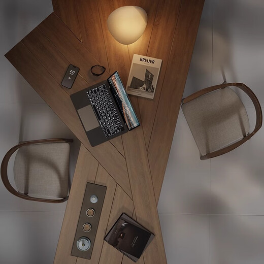 Ningqiu Luoge (NICHLORT) new Chinese style solid wood computer desk large board tea table special-shaped desk desk modern simple living room home office 1.6m desk + office chair