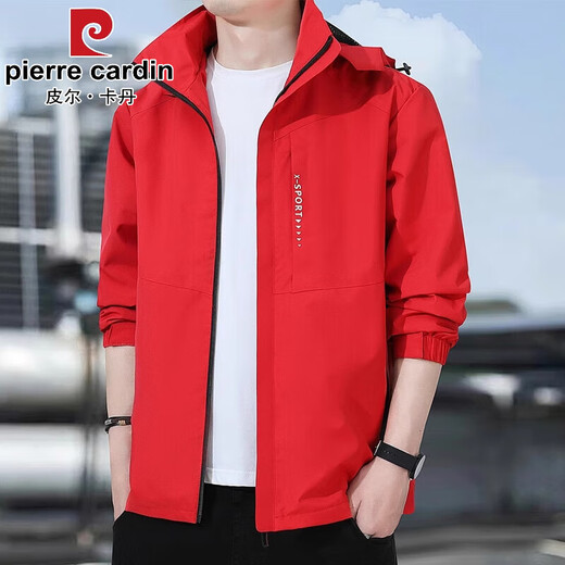 Pierre Cardin Jacket Men's Spring New Loose Large Size Outdoor Mountaineering Clothing Casual Hooded Jacket Men's 8820 Camel XL Recommended 121-140Jin Jin is equal to 0.5 kg