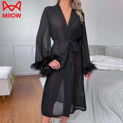 Catman Mesh Black Mariffon Nightgown Robe Velvet Big Flare Sleeves For Women Xia Bing Silk Sexy Translucent Bathrobe étendu 679 Love Super Long Red S recommandé 85-105Jin [Jin est égal à 0,5 kg] / 160cm ou au-dessus