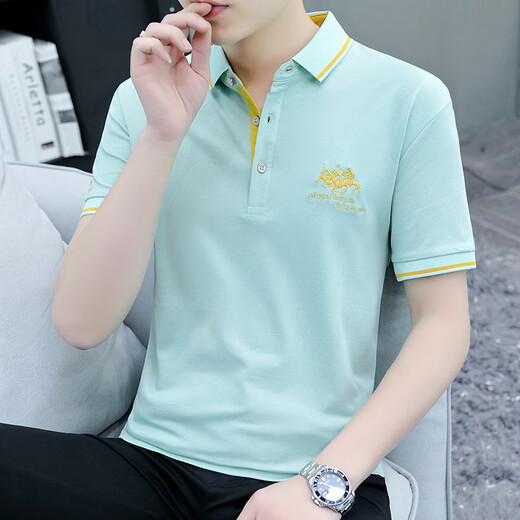 SEPTWOLVES summer short-sleeved polo shirt under SEPTWOLVES men's trendy brand embroidered collar Paul T-shirt fashionable versatile thin pure white S5012 M 95-115Jin [Jin equals 0.5 kg]