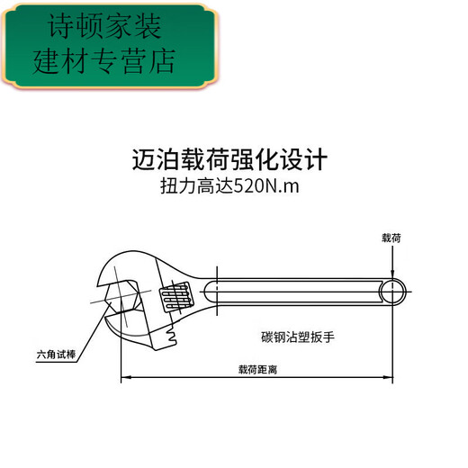 RSRDDY活动扳手多功能活络板手沾塑柄防滑扳 6寸150mmM11304