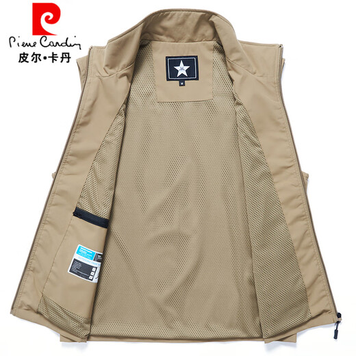 Pierre Cardin Neue Herrenweste Frühling und Herbst Dünne, atmungsaktive Pferdesklammjacke Herren-Gelegenheitsweste mittleren Alters und ältere Mehrfach-Pocket-Weste 99 Meter Weiß 2xl 145-160jin [Jin ist 0,5 kg]