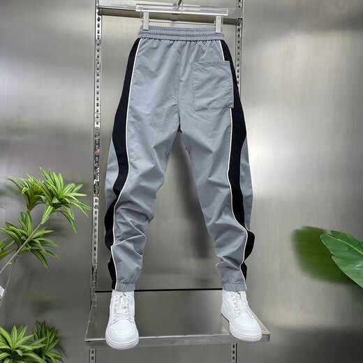 Pantalon de Feidi Sen Meng pour le pantalon à attachement fonctionnel d'été pour hommes pour garçons Pantalons masculins décontractés élastiques simples et polyvalents 679 Gray (style mince d'été) 36 (recommandé 170-185 Jin [Jin est égal à 0,5 kg])))