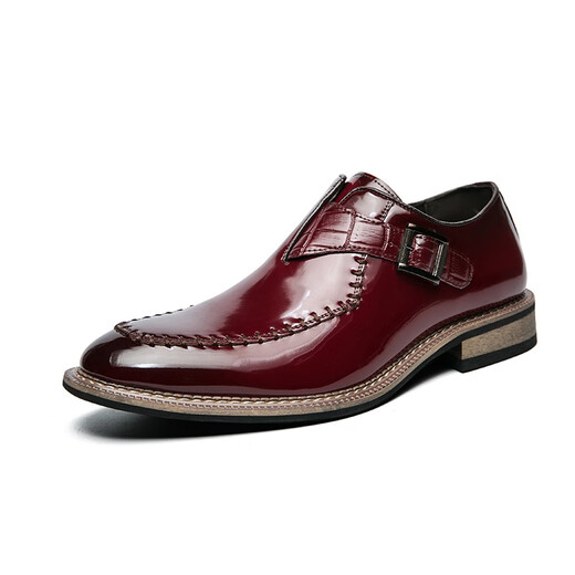 Specht Frühling und Sommer neue Lederschuhe Herrener spitzer Zehen Britisch trendy Patentleder Herrenschuhe Glitter Business formeller Anzug atmungsaktiver Ehe F841-1 Schwarz 43