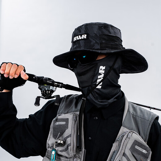 RVVR fisherman hat, mesh cap, topless fishing hat, breathable lure hat, lightweight sunshade baseball cap, quick-drying outdoor travel, 25 styles, RC9727 fisherman hat, black camouflage, one size fits all