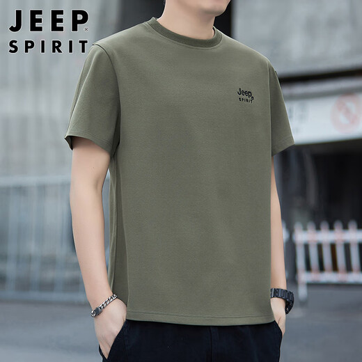 JEEP SPIRIT吉普短袖T恤男士高端半袖夏季圆领宽松打底衫潮牌上衣服