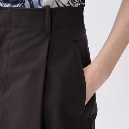 JNBY [Same Model in Shopping Mall] 25 summer new casual pants for women wide-leg cropped pants 5P5E11980 215/dark gray-brown S