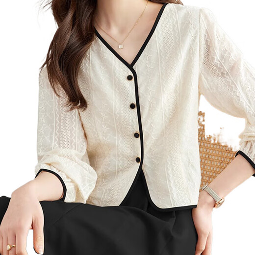 S.SOFEA Camisa francesa coreana 2025 Camisa de manga larga suelta y de moda 1049# caqui L Recomendado 110-125Jin [Jin equivale a 0.5 kg]