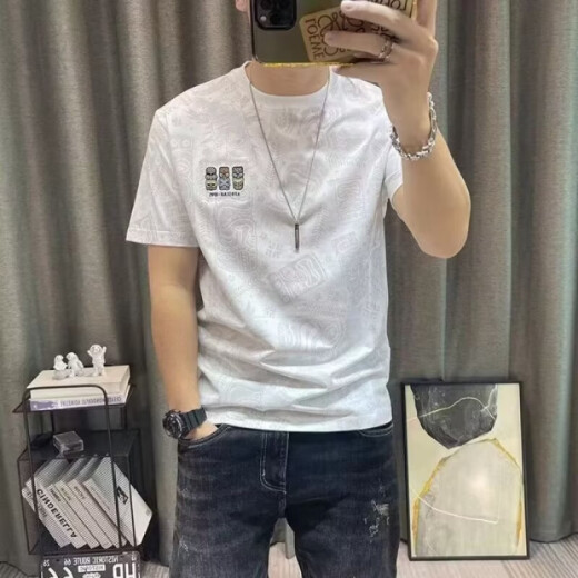 荣西图（RONGXITU）夏季男士短袖T恤网红潮流修身衫 629-829灰色 M