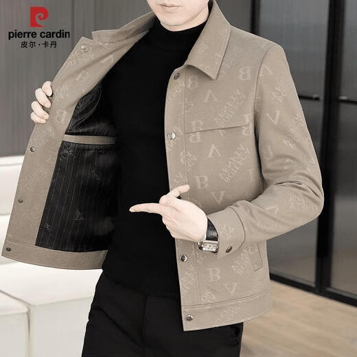 
PIERRE CARDIN2025 autumn and winter new men's casual fashion lapel letter jacket versatile trendy jacket 826 black 826 guarantee M (95-115Jin[Jin equals 0.5 kg])