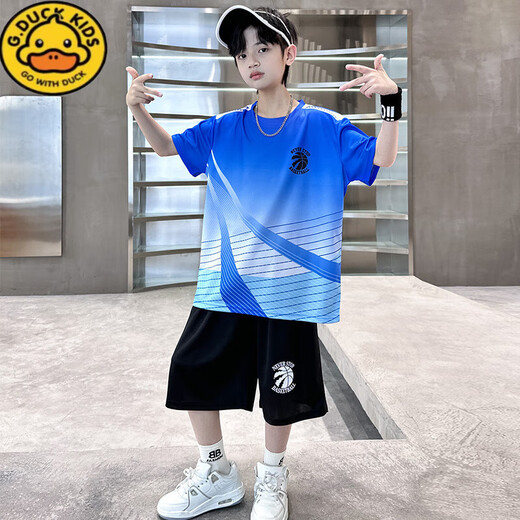 G. DUCKKIDS小黄鸭男童夏装套装中大童篮球服儿童夏季足球羽毛球乒乓球两件套 9905红色 (正码) 120