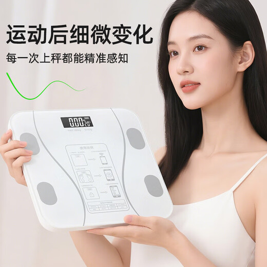 体脂秤智能称体重秤电子秤 自营体脂称电子秤小米苹果手机精准家用电子秤智能精准体脂秤减肥体重 皓月白 充电款 智能体脂秤