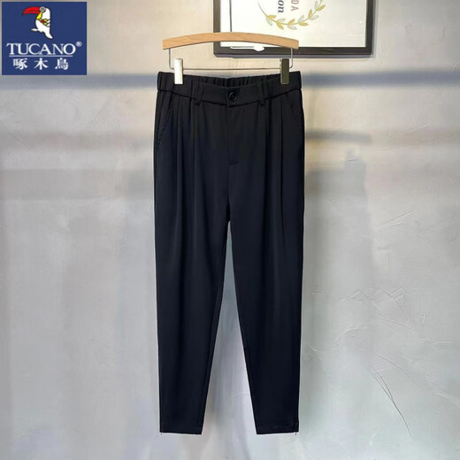 啄木鸟（TUCANO）结婚礼服微胖男生显瘦穿搭夏季短袖西服套装男大码半袖小西服男装 黑色西服+白色短T恤+黑色裤子 5XL 建议180-210斤穿