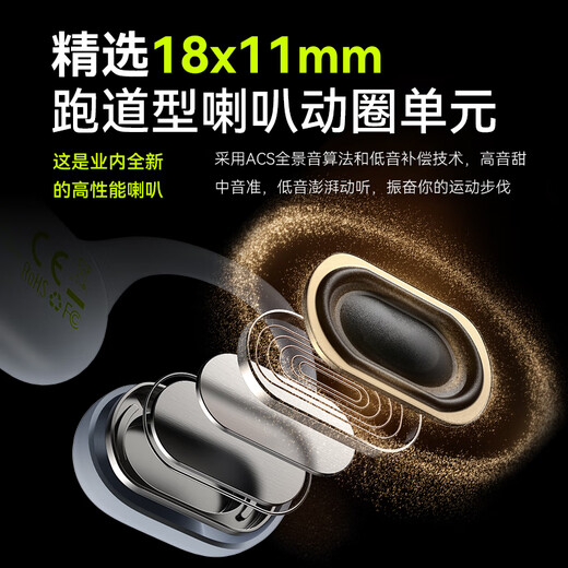 Concepto de conducción de huesos inalámbricos de la conducción de huesos inalámbrico de Lanston Airwave Pro Bluetooth, carrera deportiva, inalámbrica, Not-In-Ear, adecuado para Apple, Huawei, Teléfono móvil Xiaomi, Lightning Green