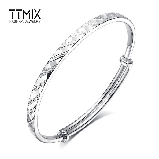 TTMIX women's platinum bracelet round bracelet pt950 platinum bracelet push-pull bracelet birthday gift for girlfriend, weight 20.95g, width 4.5mm