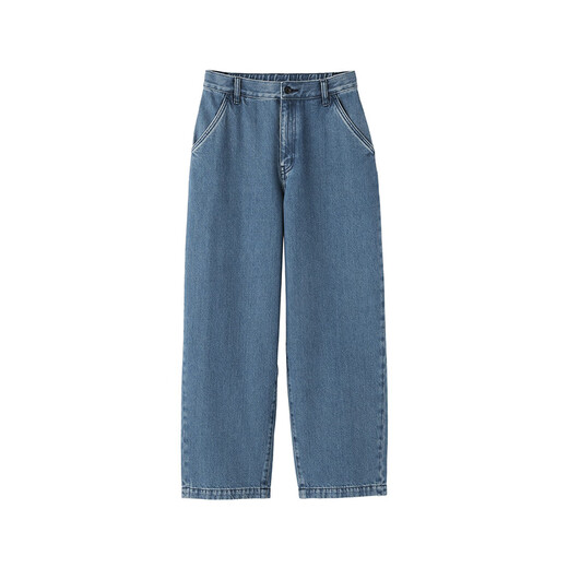 MUJI (MUJI) Mujer Kapok Versión ancha de mezclilla ancha pantalones cónicos Pantalones de mujeres 25 Rejuvenecimiento de mezclilla de primavera Ropa de mujer Light Blue Be1xga5s S (155/62a)