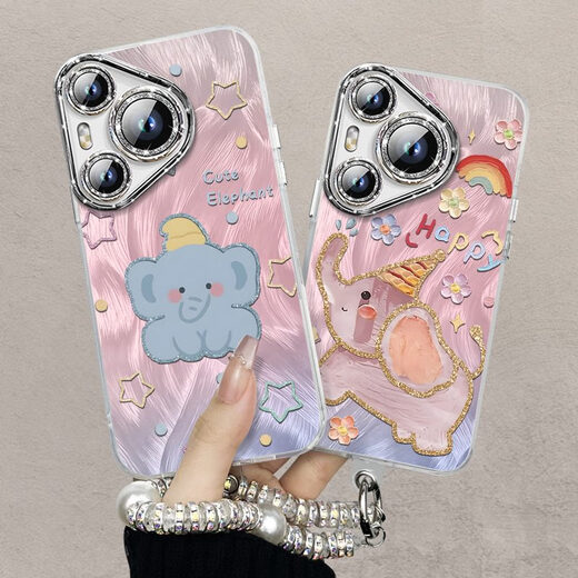 Gu Shanggu GUSGU Dumbo suitable for Huawei Pura70 mobile phone case P70pro set p60pro + new full-inclusive lens p50 feather yarn feather silver angel eyes - silver - NM13596 colorful Huawei Pura70