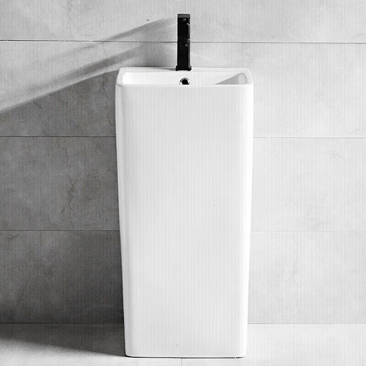 科勒（KOHLER）方形立柱洗手盆简约陶瓷连体立柱盆卫生间立式小洗手水池 829盆+陶瓷下水