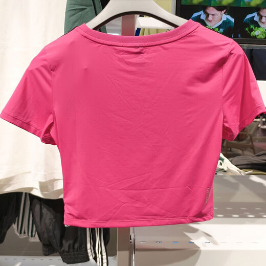 Adidas Neo short-sleeved women's clothing 2025 spring new running fitness training sportswear breathable fashion casual round neck T-shirt jv9859 pulse magenta XL