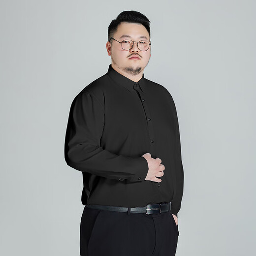 
Ayou Fat Plus Large Size Pullover Shirt Anti-Wrinkle-Free Stainless Long Sleeve Large Shirt Business Commuter Base Shirt Men