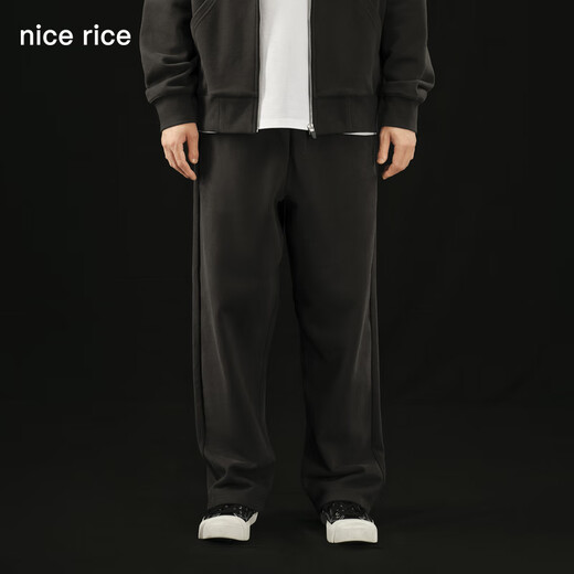 nice rice好饭 r.系列500G全棉直筒休闲卫裤[商场同款]NCQ12027 深灰色（500G） S