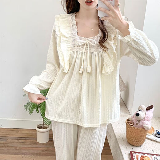 Bunte Edelsteine ​​Frühlings- und Herbst-Pyjamas Frauen langärmelige Strickjacke dünne süße Spitzenspitze-Kleidung KYX-X9904 GRAY 170 M
