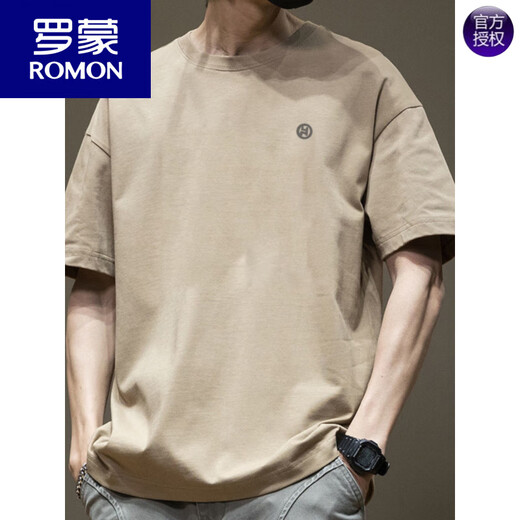 罗蒙（ROMON）潮流美式短袖t恤男夏季纯棉圆领百搭休闲2025新款潮牌宽松港风T恤 白色-1365短袖 S 【建议80-110斤】